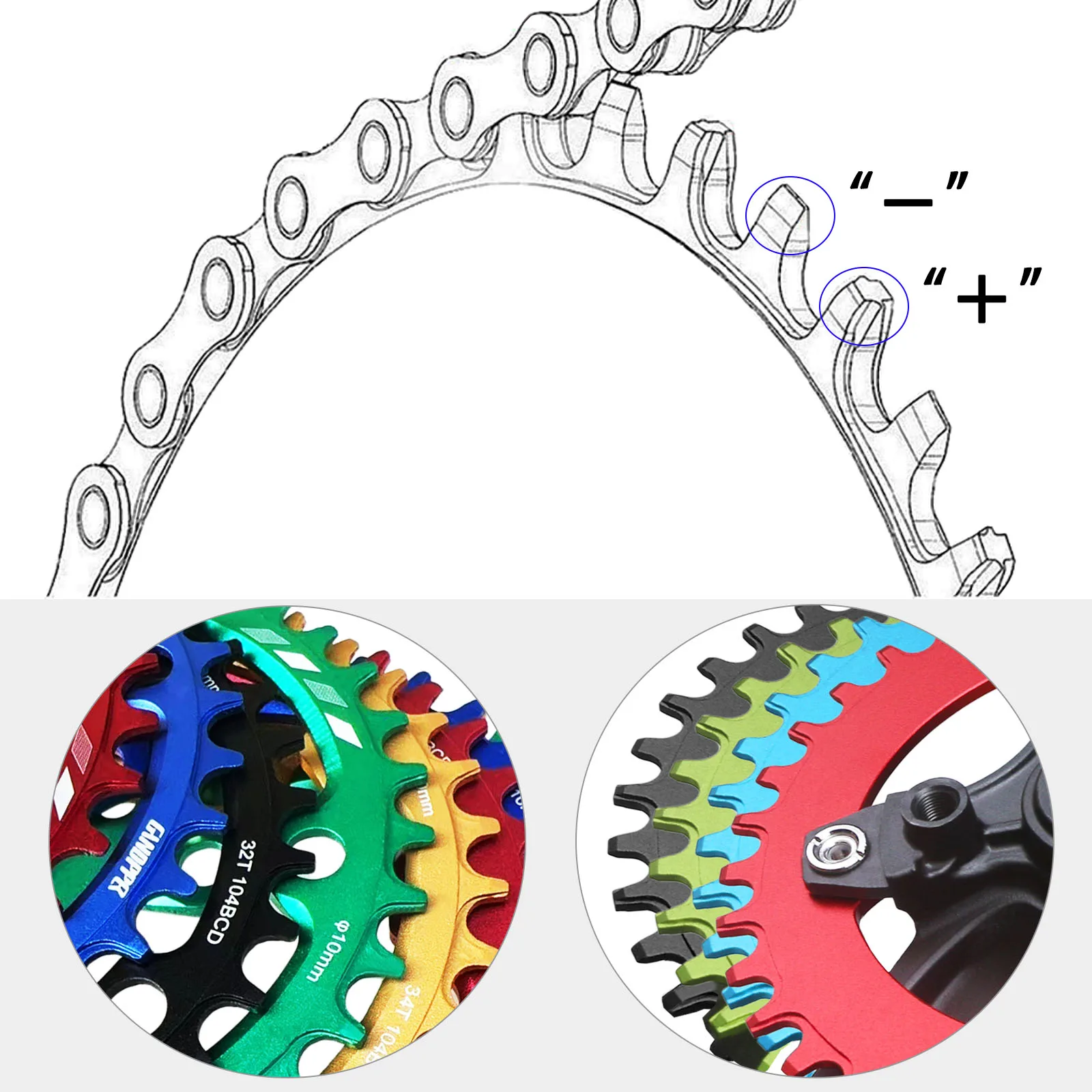 Bicycle Square Hole Sprocket 104BCD 152mm/165mm/170mm Crank Arms 32/34/36/38/40/42T Narrow Wide Chainwheel MTB Bike Crankset