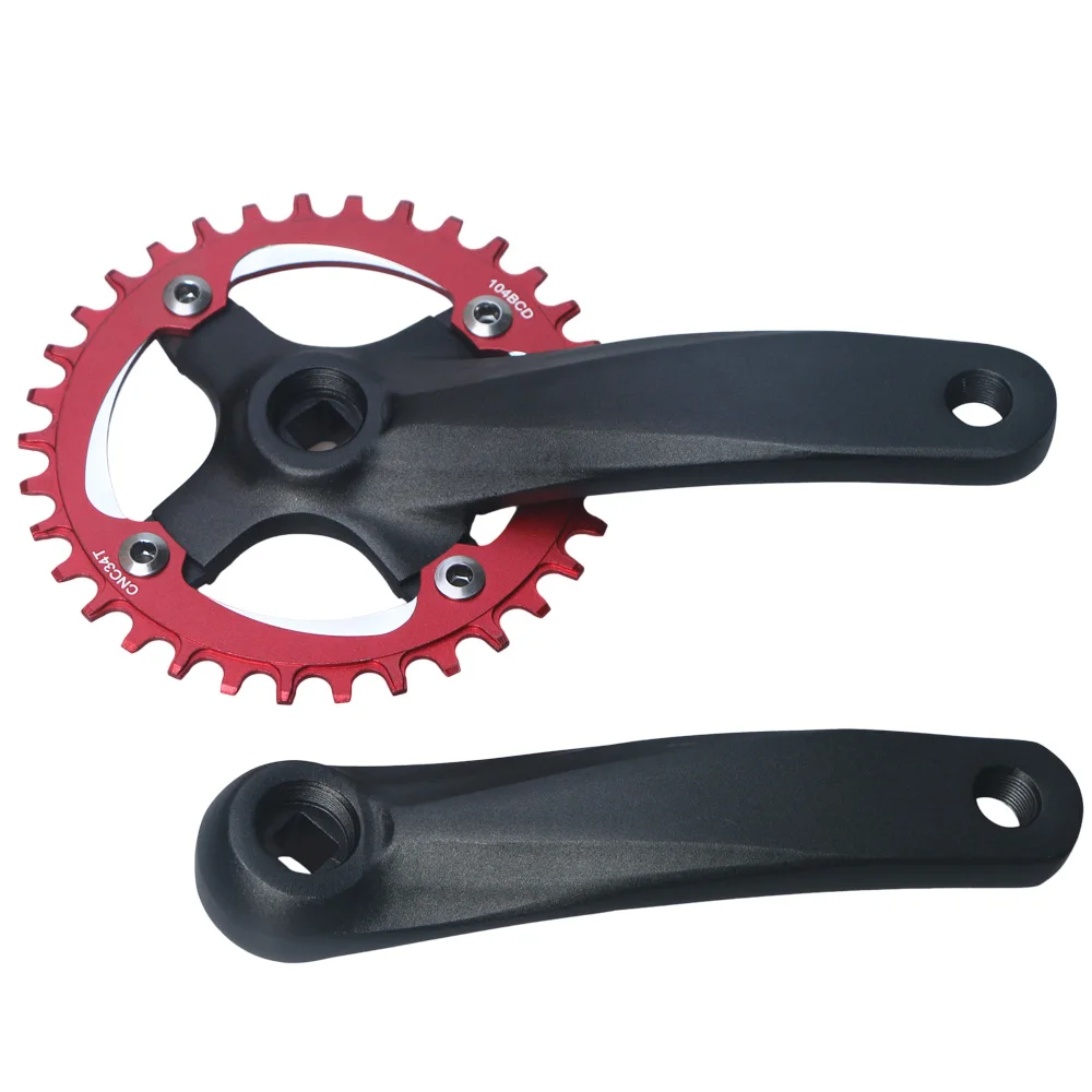 Bicycle Square Hole Sprocket 104BCD 152mm/165mm/170mm Crank Arms 32/34/36/38/40/42T Narrow Wide Chainwheel MTB Bike Crankset