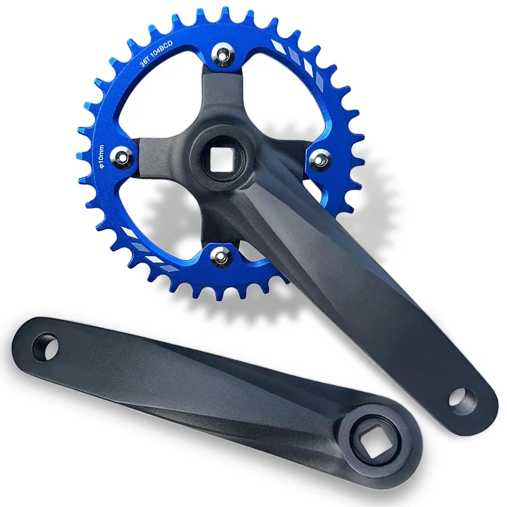 Bicycle Square Hole Sprocket 104BCD 152mm/165mm/170mm Crank Arms 32/34/36/38/40/42T Narrow Wide Chainwheel MTB Bike Crankset