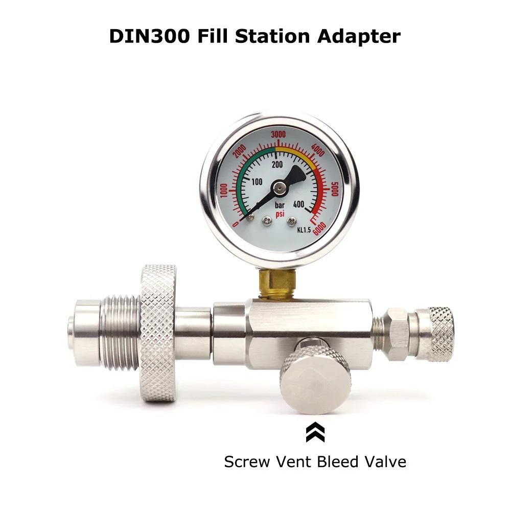 Din Diving HPA Fill Station Refill Charging Adapter With Quick Disconnect Stainless Steel Big Bottle To Small Bottle Adaptor