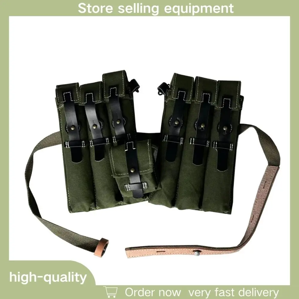 Classic Men's Canvas Kit Bag Green Hard Wallet Vintage Kit Cowhide Strap MP38 MP40 Kit Equipment Package WWII WW2