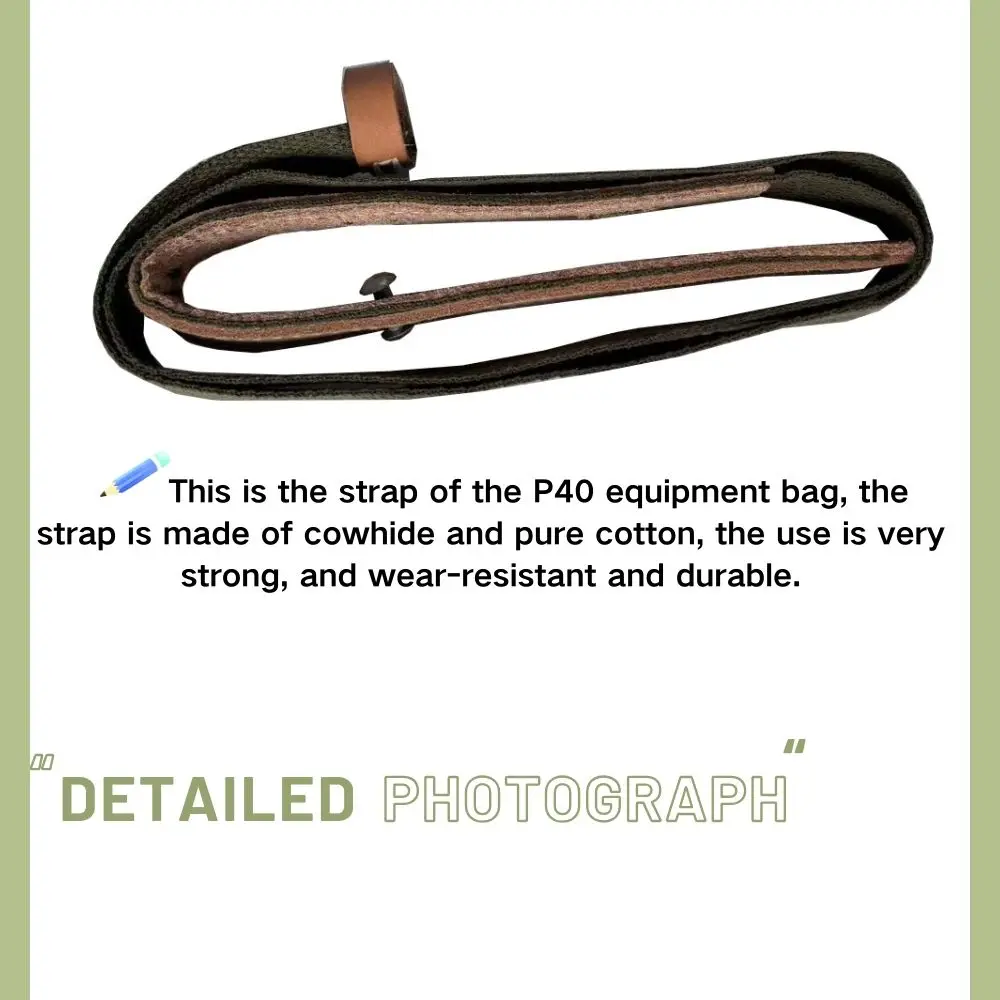 Classic Men's Canvas Kit Bag Green Hard Wallet Vintage Kit Cowhide Strap MP38 MP40 Kit Equipment Package WWII WW2