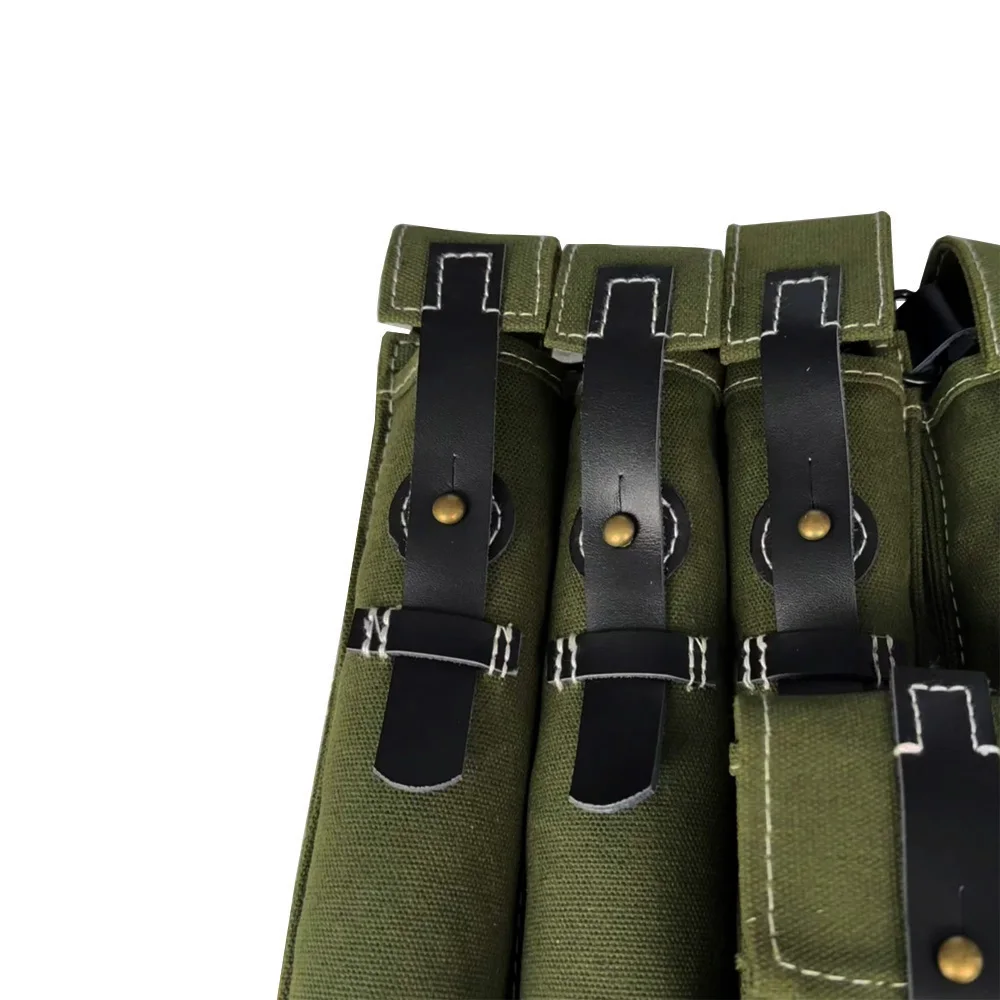 Classic Men's Canvas Kit Bag Green Hard Wallet Vintage Kit Cowhide Strap MP38 MP40 Kit Equipment Package WWII WW2