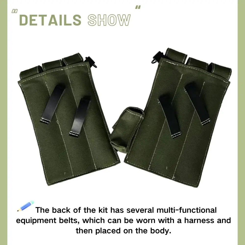 Classic Men's Canvas Kit Bag Green Hard Wallet Vintage Kit Cowhide Strap MP38 MP40 Kit Equipment Package WWII WW2