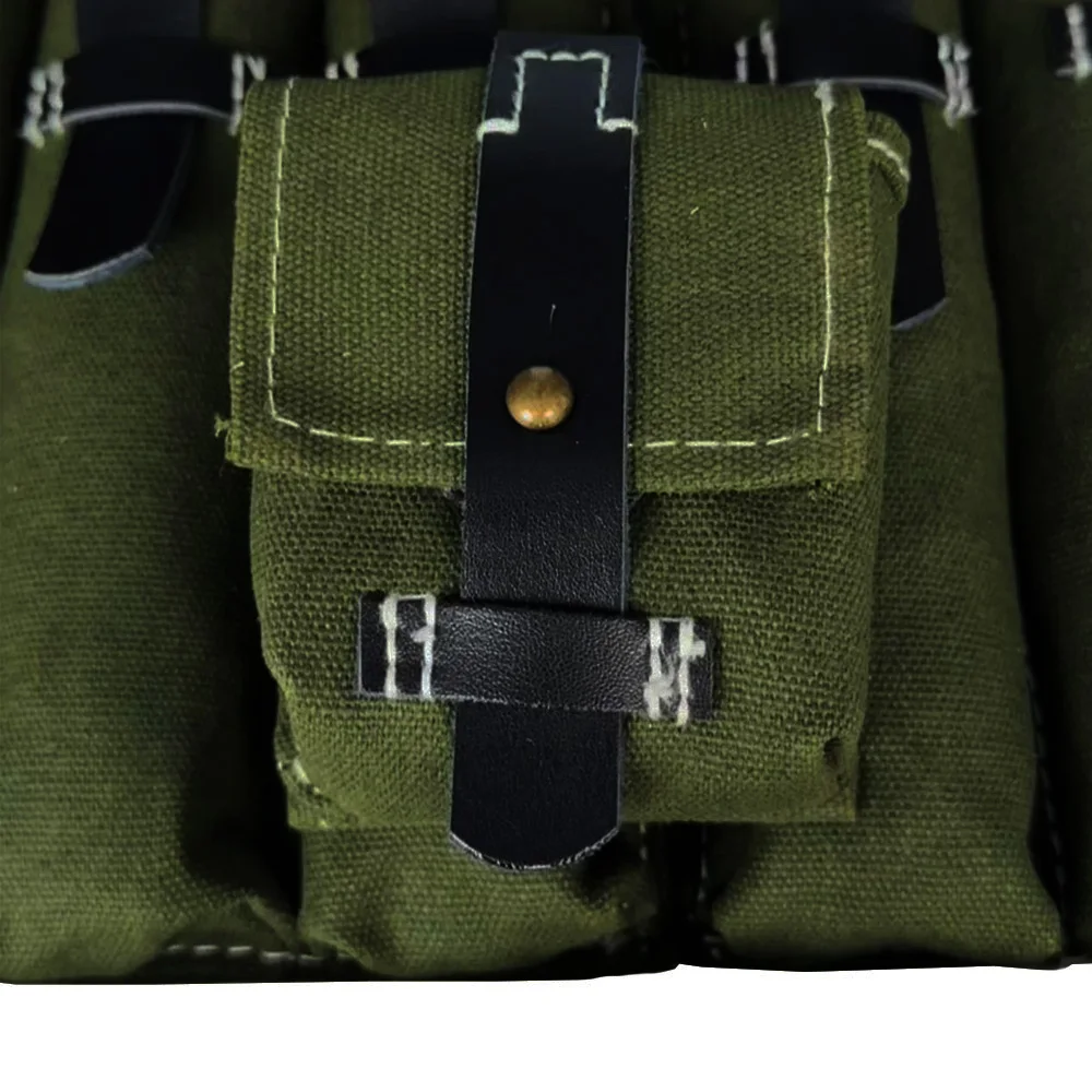 Classic Men's Canvas Kit Bag Green Hard Wallet Vintage Kit Cowhide Strap MP38 MP40 Kit Equipment Package WWII WW2