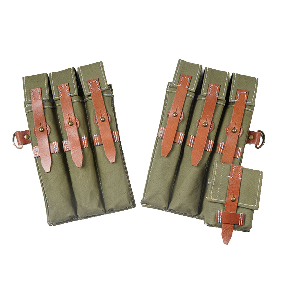 Classic Men's Canvas Kit Bag Green Hard Wallet Vintage Kit Cowhide Strap MP38 MP40 Kit Equipment Package WWII WW2