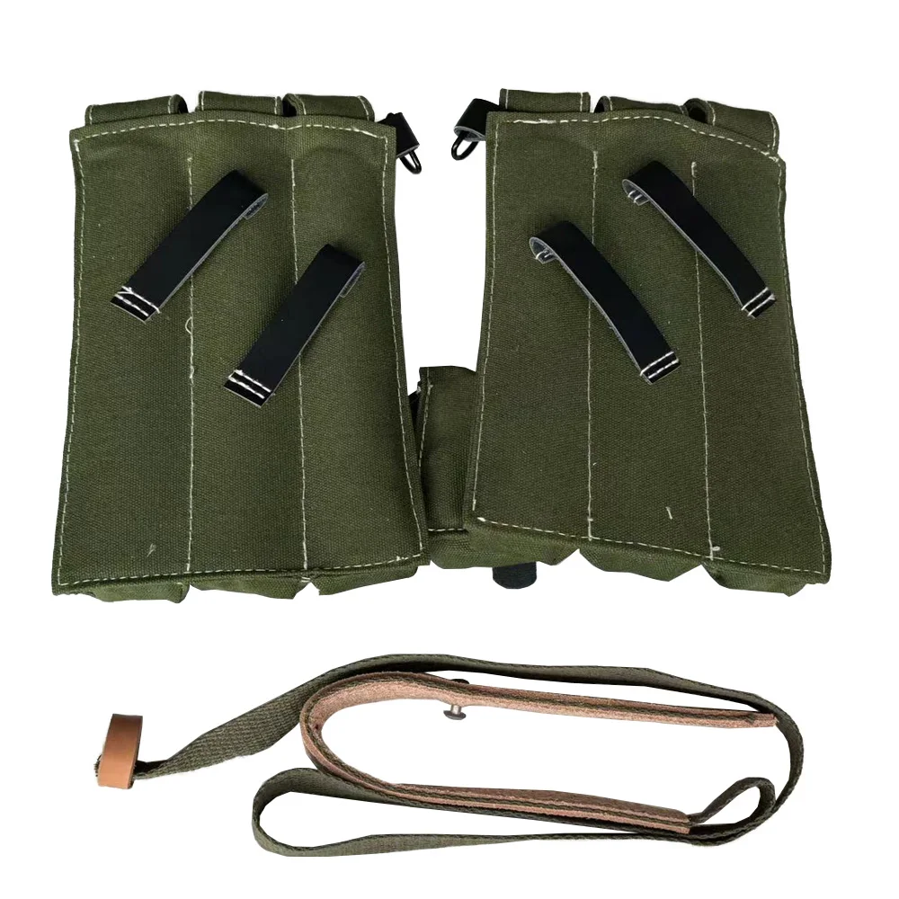 Classic Men's Canvas Kit Bag Green Hard Wallet Vintage Kit Cowhide Strap MP38 MP40 Kit Equipment Package WWII WW2