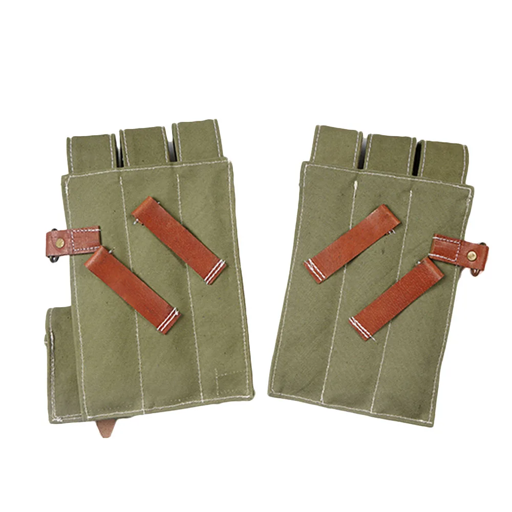 Classic Men's Canvas Kit Bag Green Hard Wallet Vintage Kit Cowhide Strap MP38 MP40 Kit Equipment Package WWII WW2