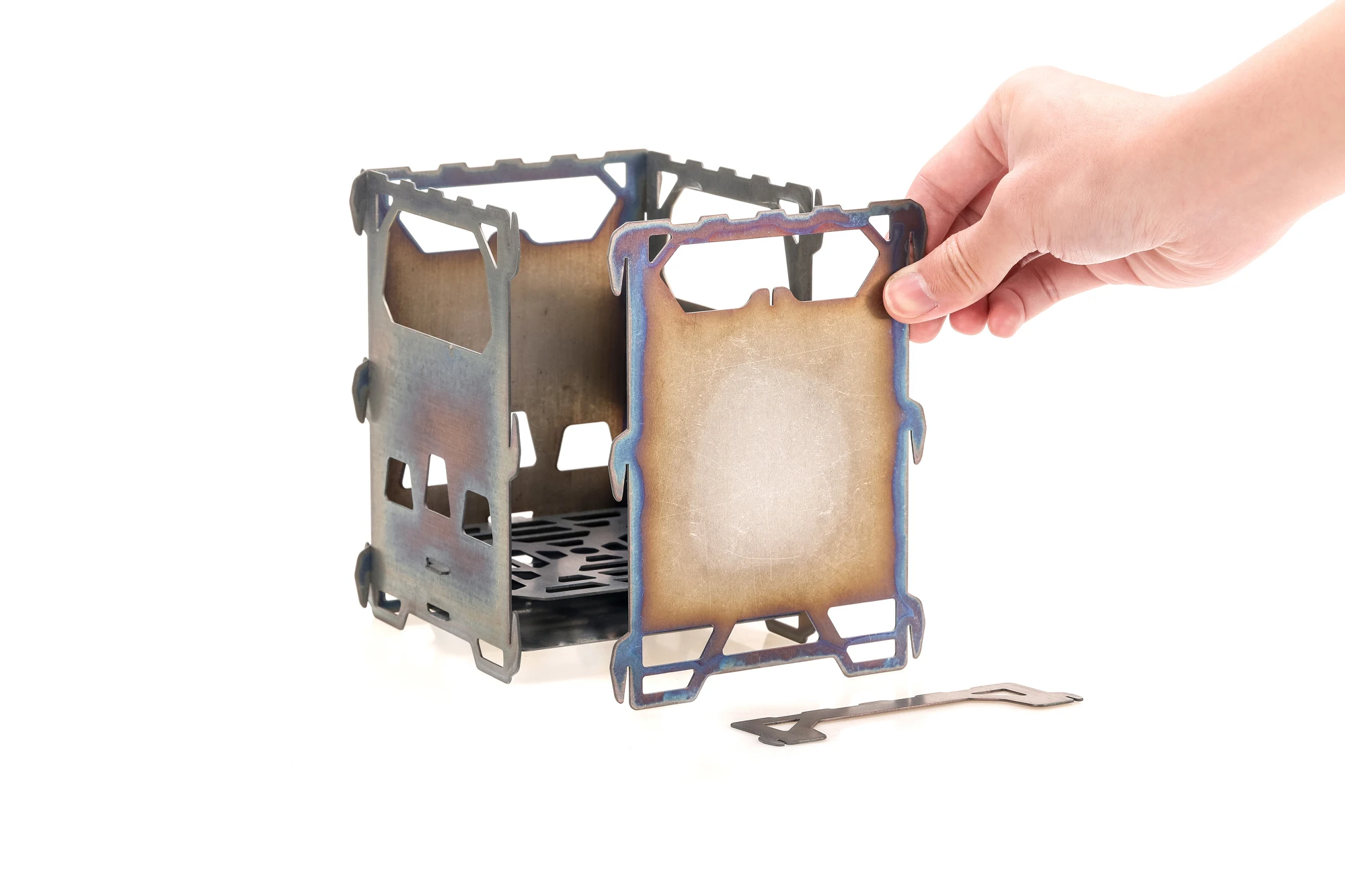 Keith Titanium Alloy Backpacking Wood Stove Outdoor Camping Stove Portable Ultralight Folding Wood Stove Pocket Stove Ti2201