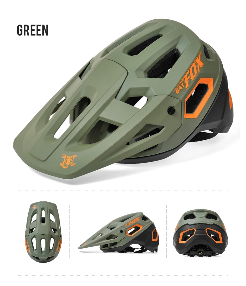BATFOX New Outdoor DH MTB Bicycle Helmet Integrally-molded Road Mountain Bike Helmet Ultralight Racing Riding Cycling Helmet