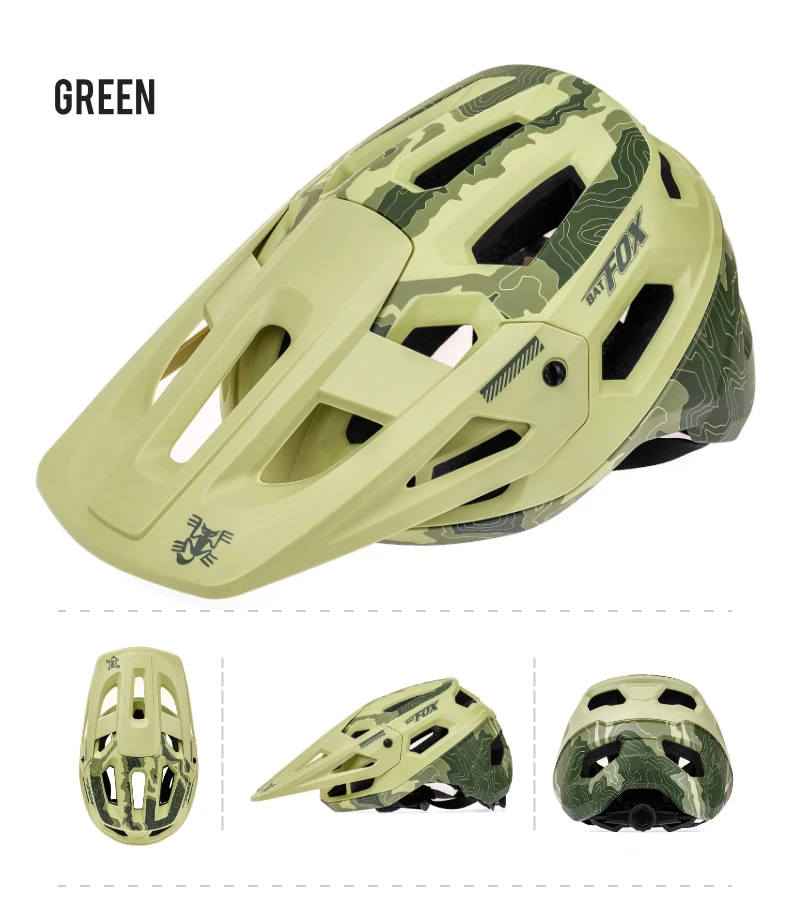 BATFOX New Outdoor DH MTB Bicycle Helmet Integrally-molded Road Mountain Bike Helmet Ultralight Racing Riding Cycling Helmet