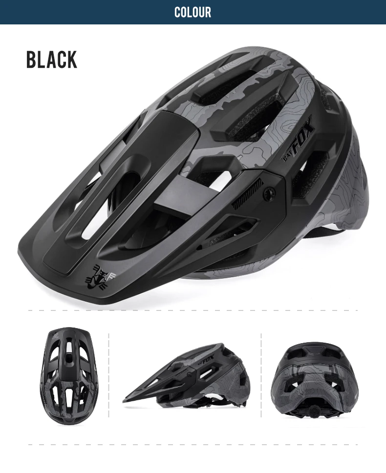 BATFOX New Outdoor DH MTB Bicycle Helmet Integrally-molded Road Mountain Bike Helmet Ultralight Racing Riding Cycling Helmet