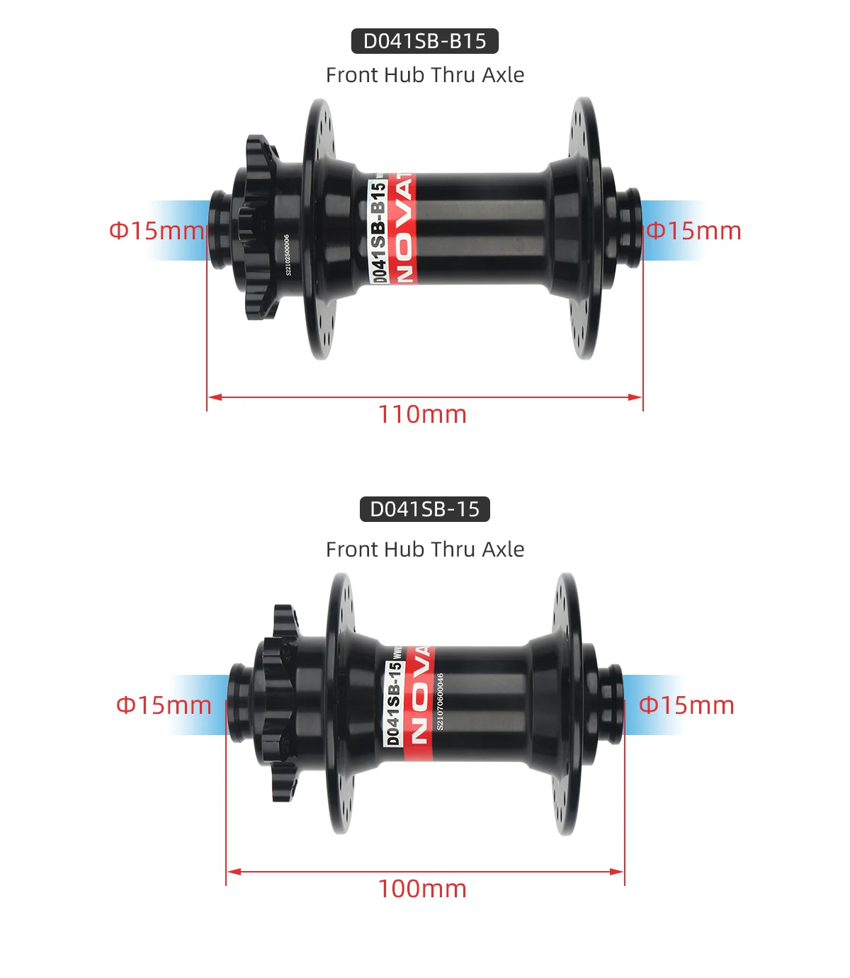 Novatec MTB Front Hub 32 Holes Thru 100x15mm Boost 110x15mm Mountain Bike Bearing Hub 32H Bicycle Parts