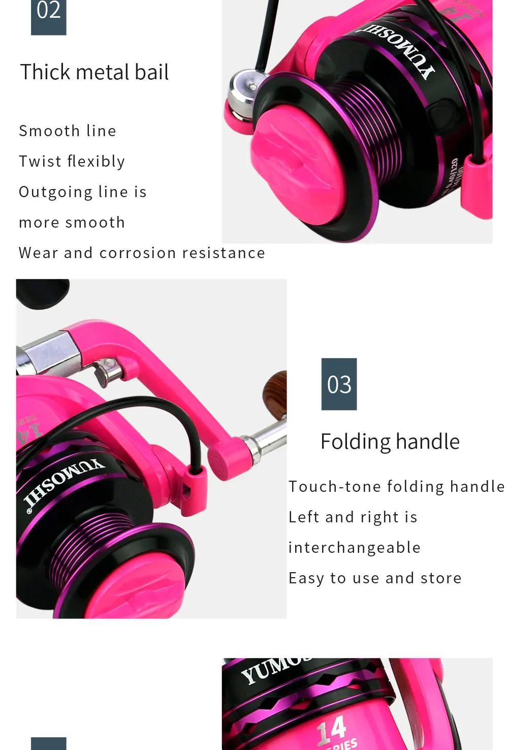 Stong Power Fishing Reel +Line 2000-7000 Spinning More Stable For Any Fish Species Left/Right Hand Spinning Reel Max Drag 5-12Kg