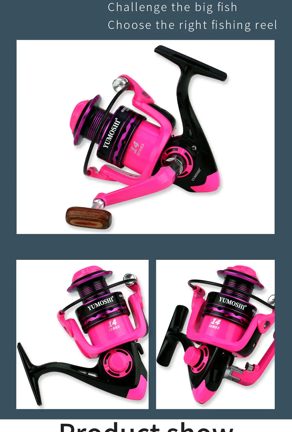 Stong Power Fishing Reel +Line 2000-7000 Spinning More Stable For Any Fish Species Left/Right Hand Spinning Reel Max Drag 5-12Kg