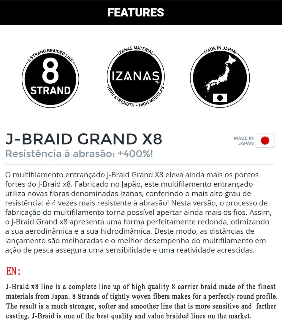 Original DAIWAJ-BRAID GRAND Fishing Line 300M 8 Strands Braided PE Line Fishing Tackle 10 16 20 30 40 60 80 100LB Made in Japan
