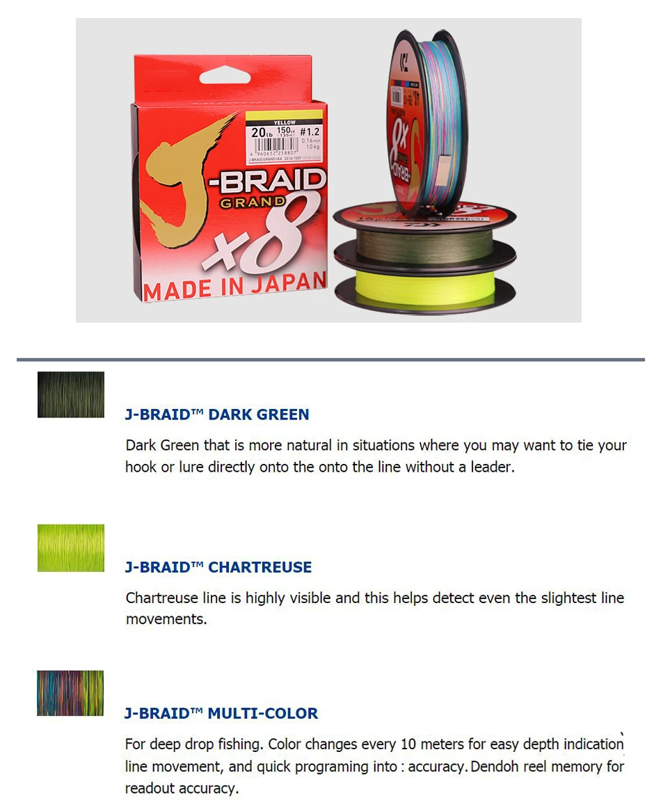 Original DAIWAJ-BRAID GRAND Fishing Line 300M 8 Strands Braided PE Line Fishing Tackle 10 16 20 30 40 60 80 100LB Made in Japan