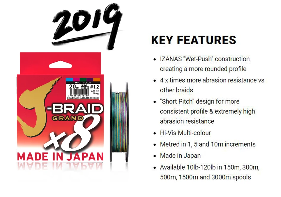 Original DAIWAJ-BRAID GRAND Fishing Line 300M 8 Strands Braided PE Line Fishing Tackle 10 16 20 30 40 60 80 100LB Made in Japan