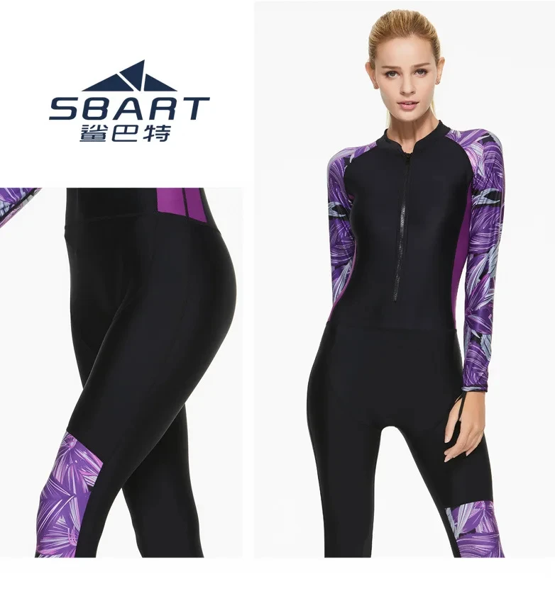 SBART Diving Suit Long Sleeved Sun Protection Swimsuit Women's Swimming Snorkeling Flesh Shielding and Slimming Swimsuit