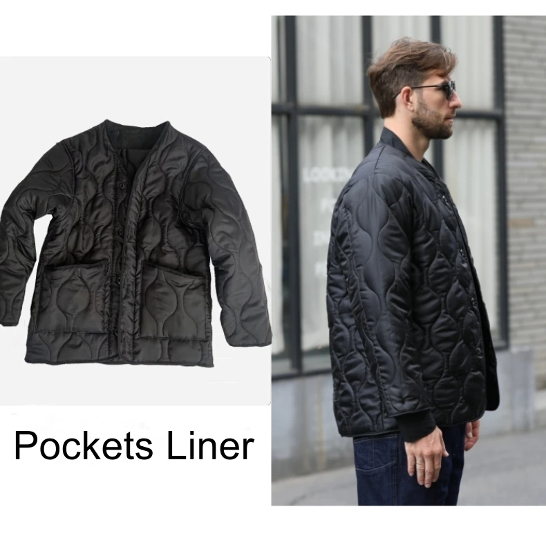 Field Tactical M65 Windbreaker Jacket Inner Lining with Pockets M43 M51 Warm Cotton Coat Liner Outdoor Hiking Climbing Clothes