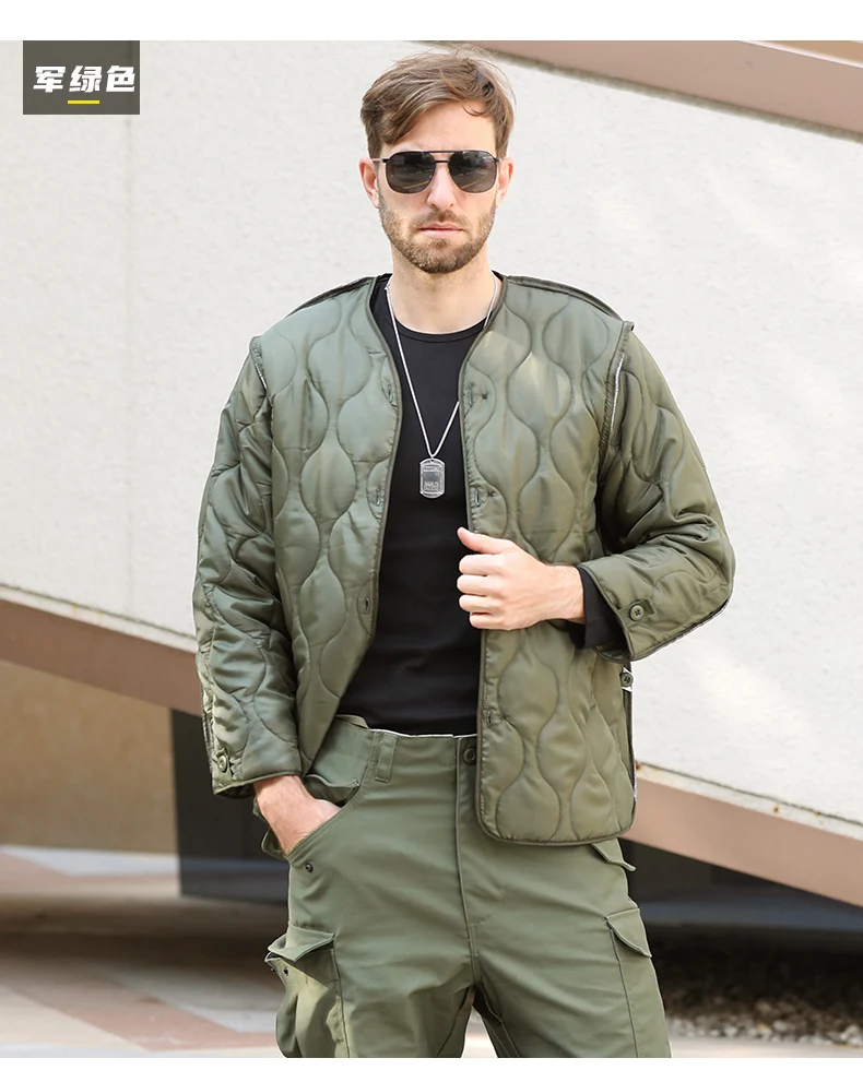 Field Tactical M65 Windbreaker Jacket Inner Lining with Pockets M43 M51 Warm Cotton Coat Liner Outdoor Hiking Climbing Clothes