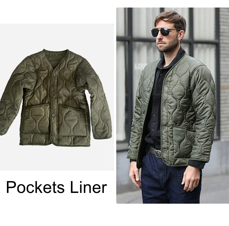 Field Tactical M65 Windbreaker Jacket Inner Lining with Pockets M43 M51 Warm Cotton Coat Liner Outdoor Hiking Climbing Clothes
