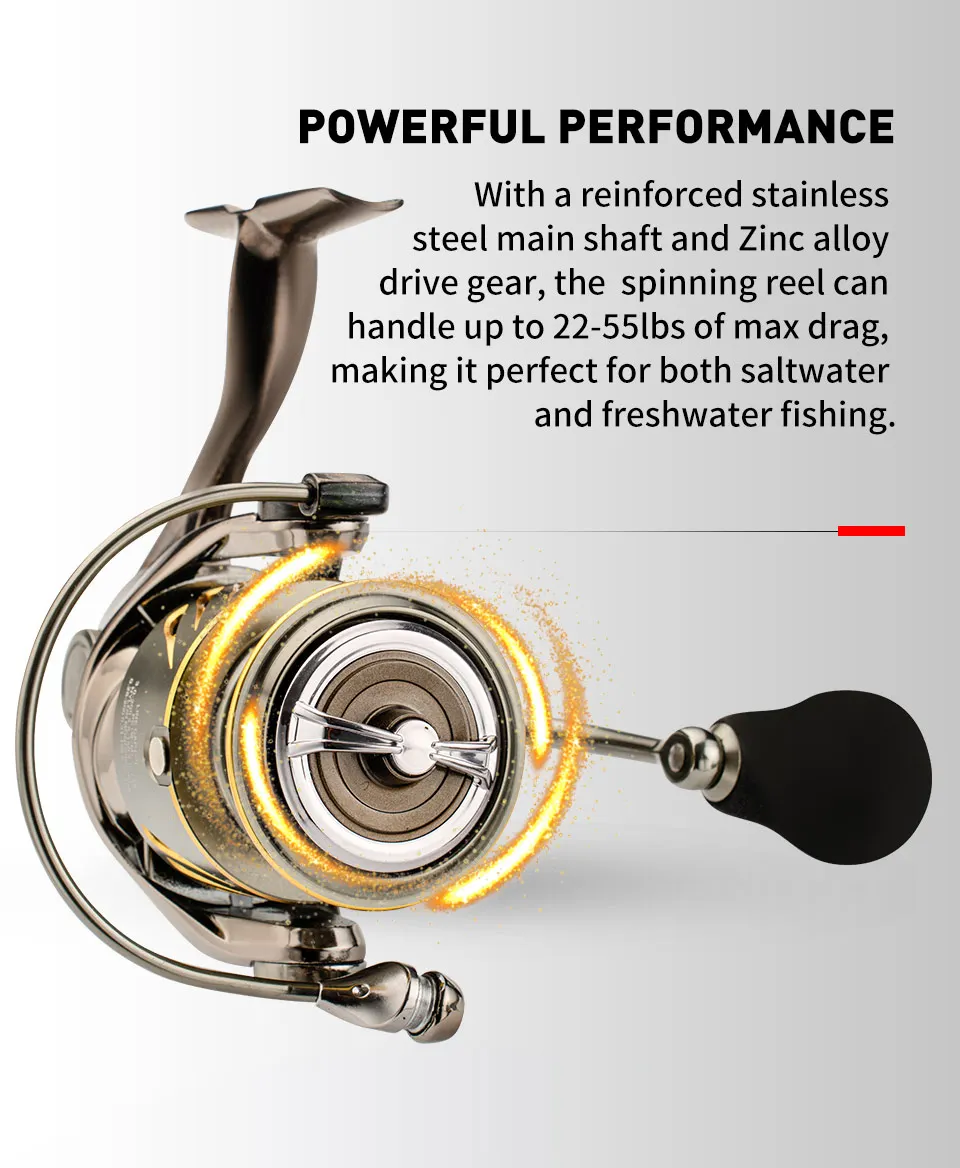 Fishing Reel 1000-6000 5.2:1 9+1BB Fishing Reels MAX Drag 10-25KG Power Spinning Reel Metal body Reel For Seawater Reel
