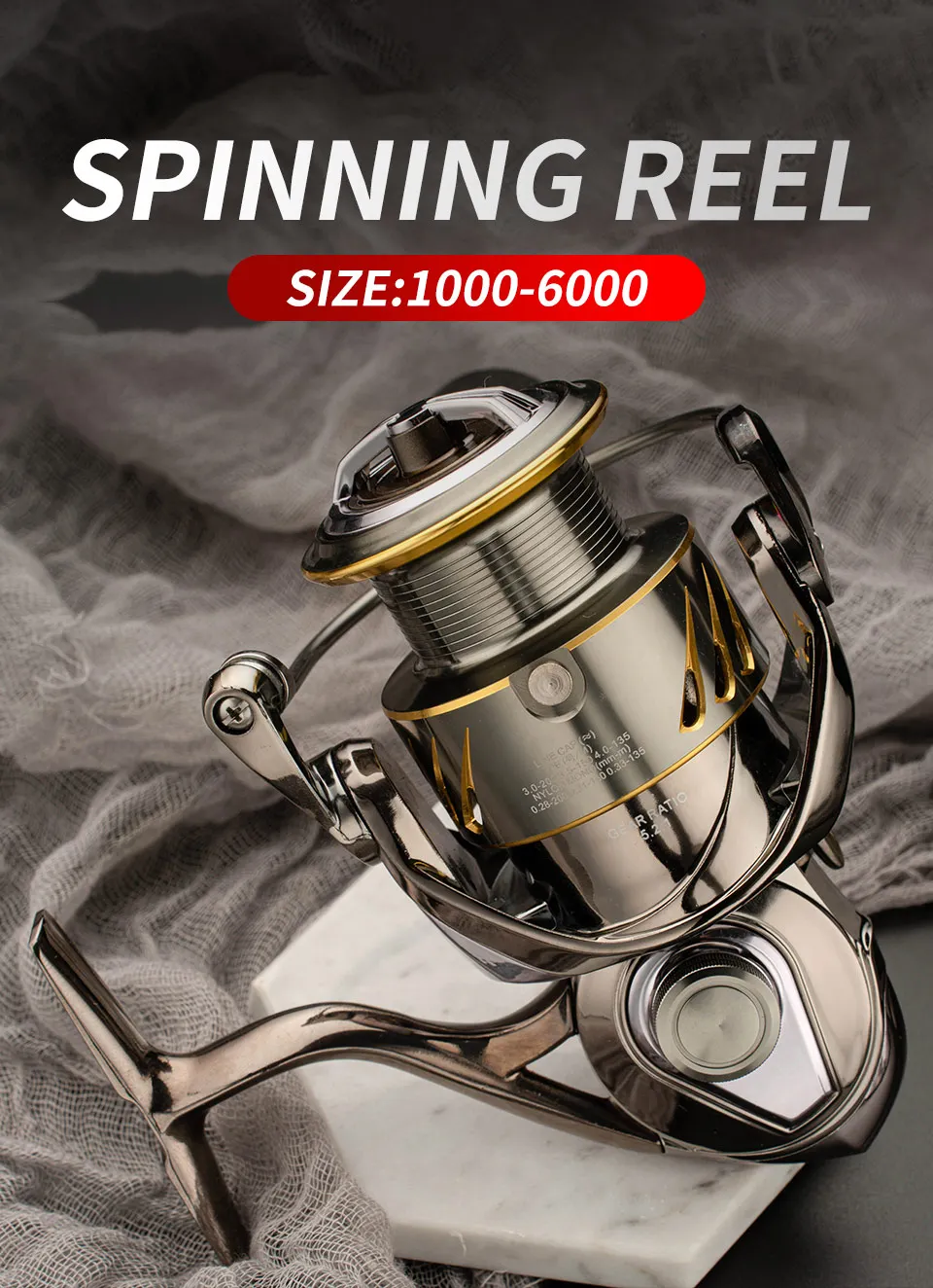 Fishing Reel 1000-6000 5.2:1 9+1BB Fishing Reels MAX Drag 10-25KG Power Spinning Reel Metal body Reel For Seawater Reel