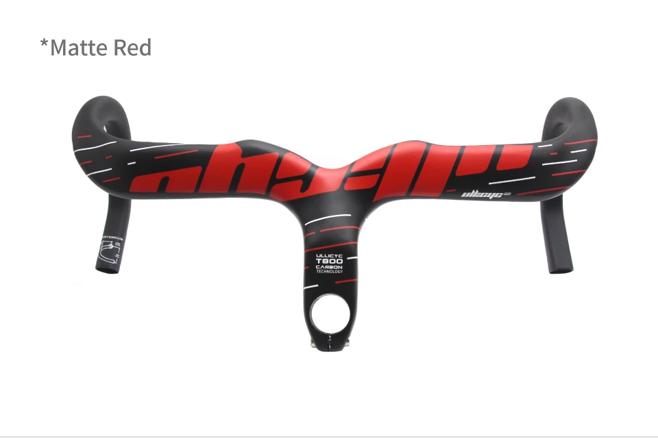 ULLICYC-Integrated Carbon Road Bicycle Handlebar, T800, 28.6mm, Gloss/Matte, Internal Routing, Superlight Bike Accessories