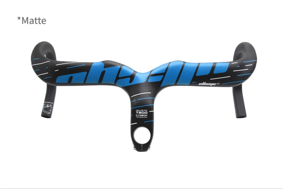 ULLICYC-Integrated Carbon Road Bicycle Handlebar, T800, 28.6mm, Gloss/Matte, Internal Routing, Superlight Bike Accessories