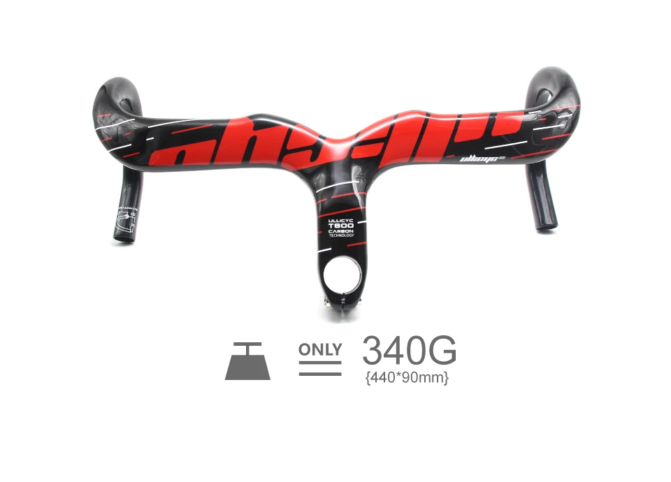 ULLICYC-Integrated Carbon Road Bicycle Handlebar, T800, 28.6mm, Gloss/Matte, Internal Routing, Superlight Bike Accessories
