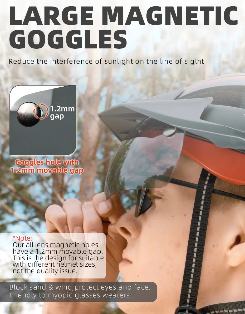 VICTGOAL MTB Bike Helmet for Men Women Visor Goggles LED Rear Light Mountain Road Bicycle Helmets Racing Cycling Safety Riding