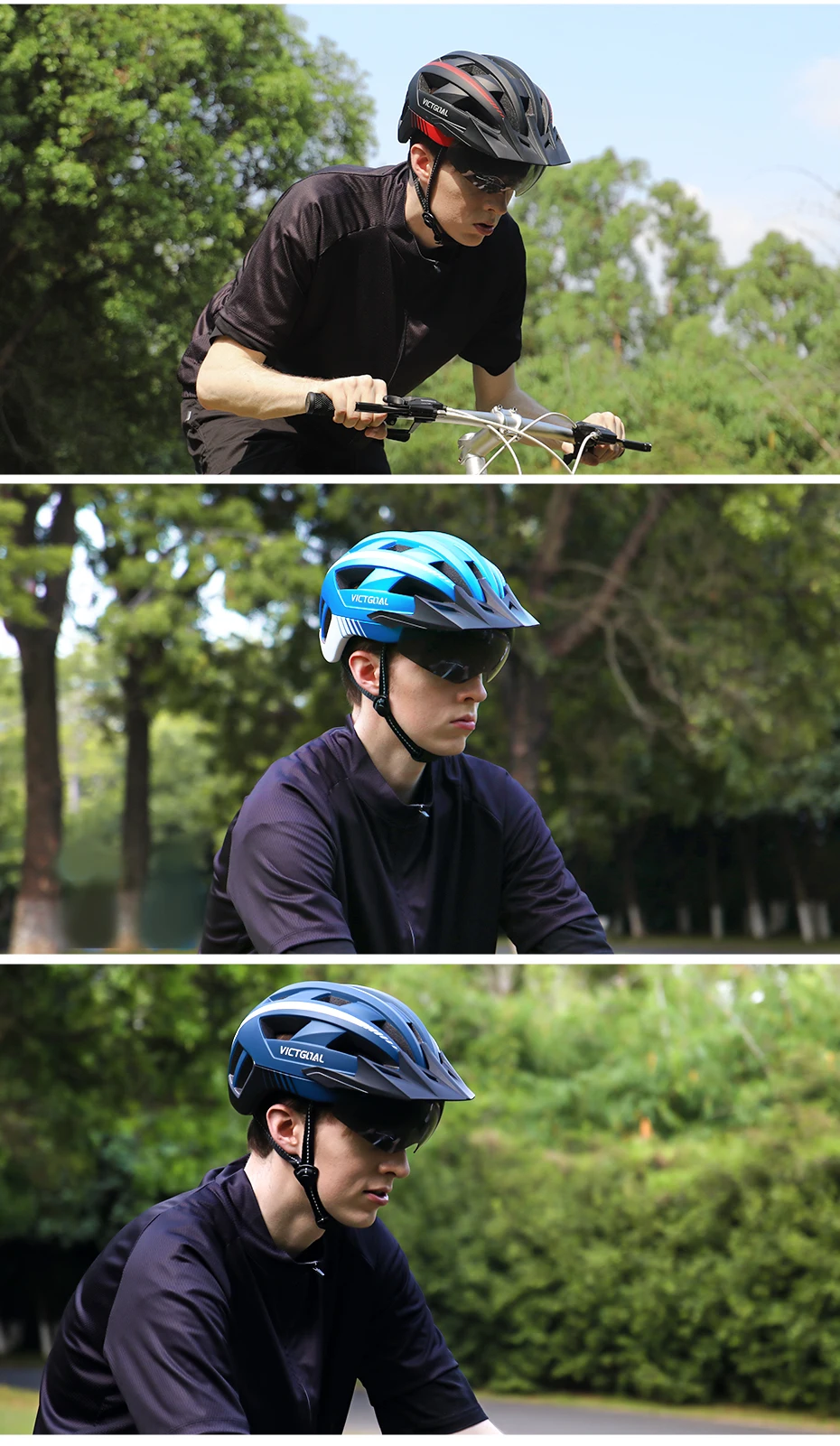VICTGOAL MTB Bike Helmet for Men Women Visor Goggles LED Rear Light Mountain Road Bicycle Helmets Racing Cycling Safety Riding