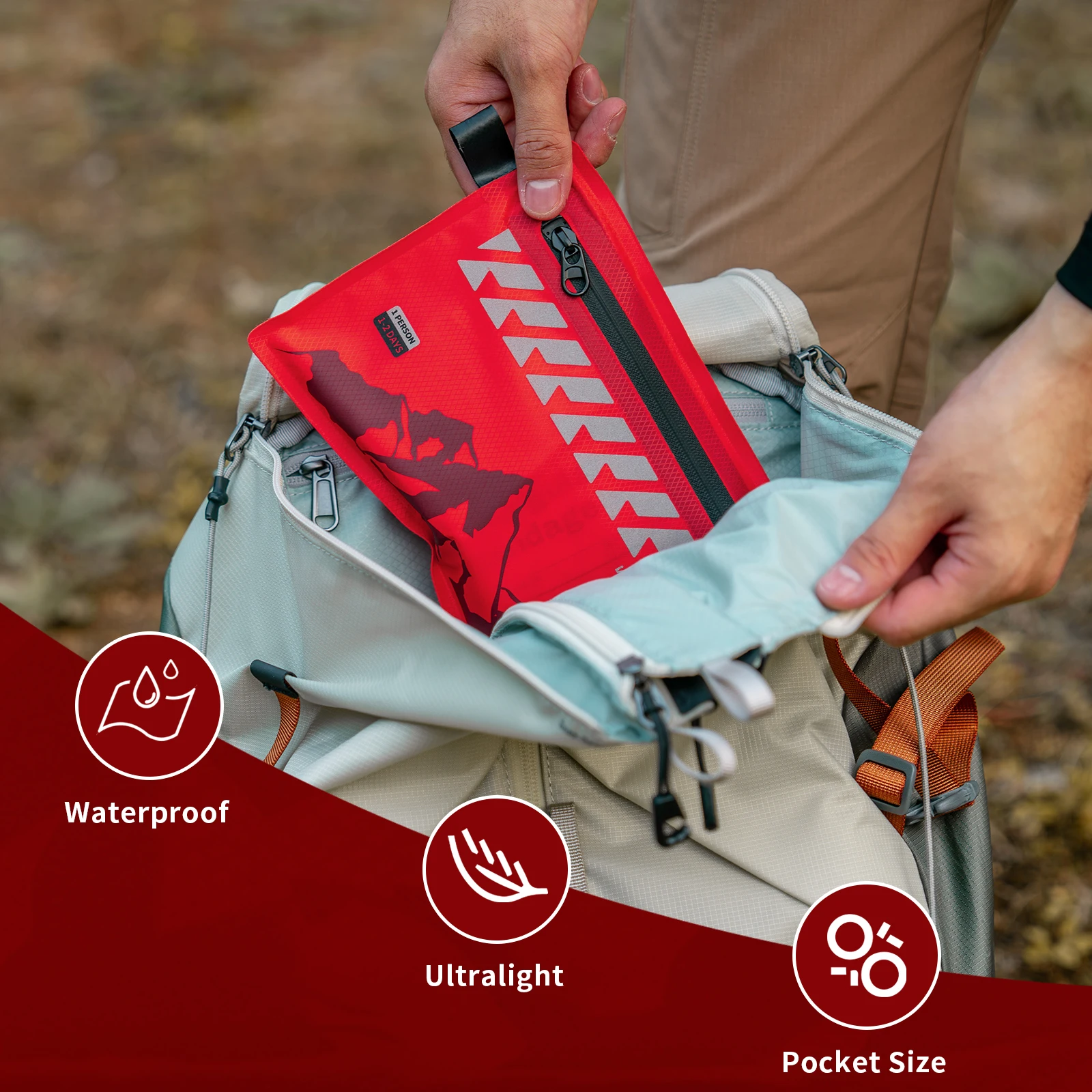 RHINO RESCUE Mini First Aid Kit Ultralight Waterproof Medical Kit for Hiking Camping Backpacking Cycling Travel Vehicles 105PC