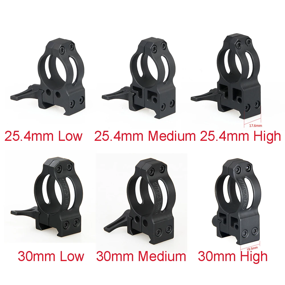PPT Tactical 2PCS/Set Steel Quick Release Low Medium High Profile Mount 25.4mm 30mm Diameter Hunting Scope Ring for Outdoor