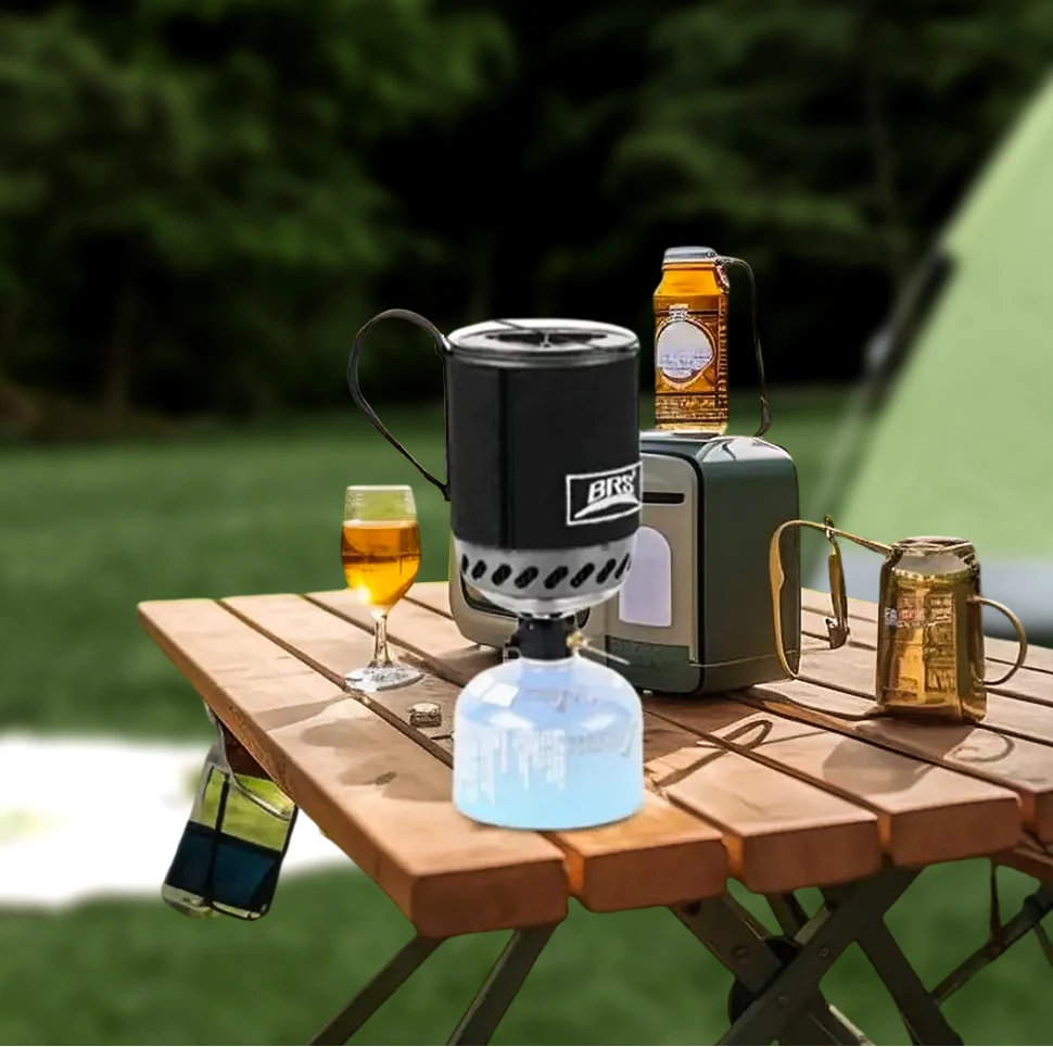 BRS 61 Camping Integrated Heat Collecting Pot Burner Ultralight Portable Hiking Furnace Outdoor Cooking Backpacking Stove System