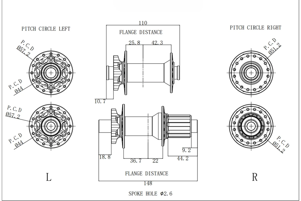GOLDIX GDX350 32H Light Bicycle Hub Sealed Bearing 6-bolt Disc Brake J-Bend 32 Holes Ratchet 26T BOOST MTB Hub for Shimano SRAM