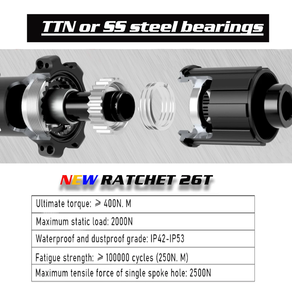 GOLDIX GDX350 32H Light Bicycle Hub Sealed Bearing 6-bolt Disc Brake J-Bend 32 Holes Ratchet 26T BOOST MTB Hub for Shimano SRAM