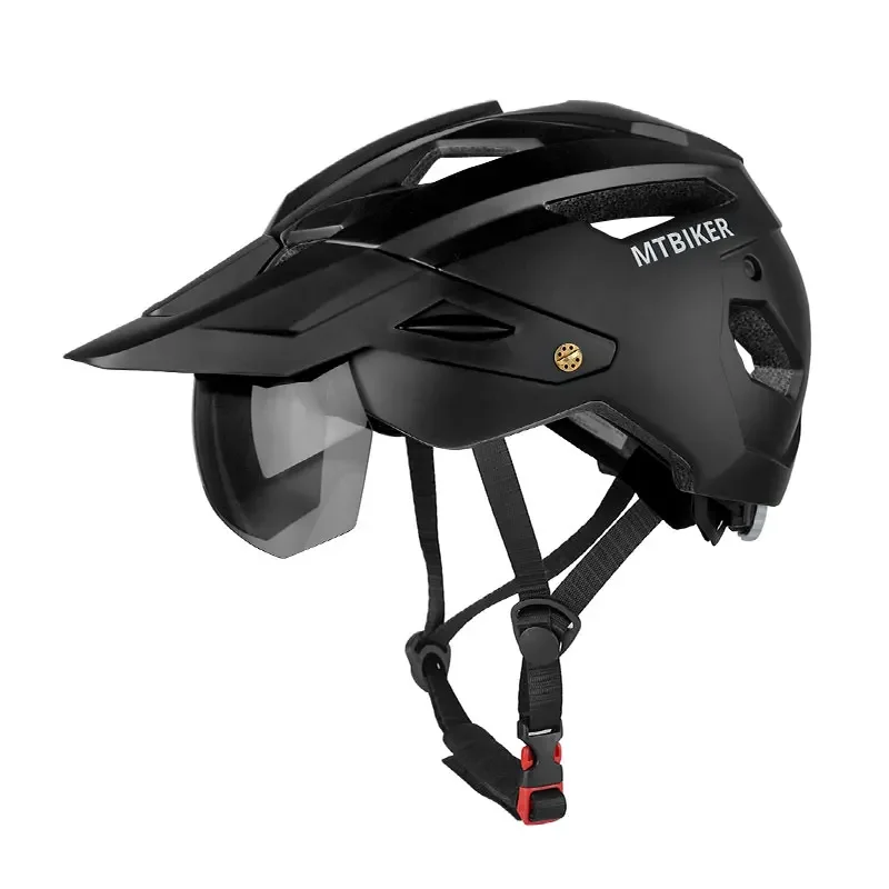 Bike Helmet With Sun Goggle Visor Men Bicycle Helmet Sunglasses Shield Road MTB Cycling Helmets