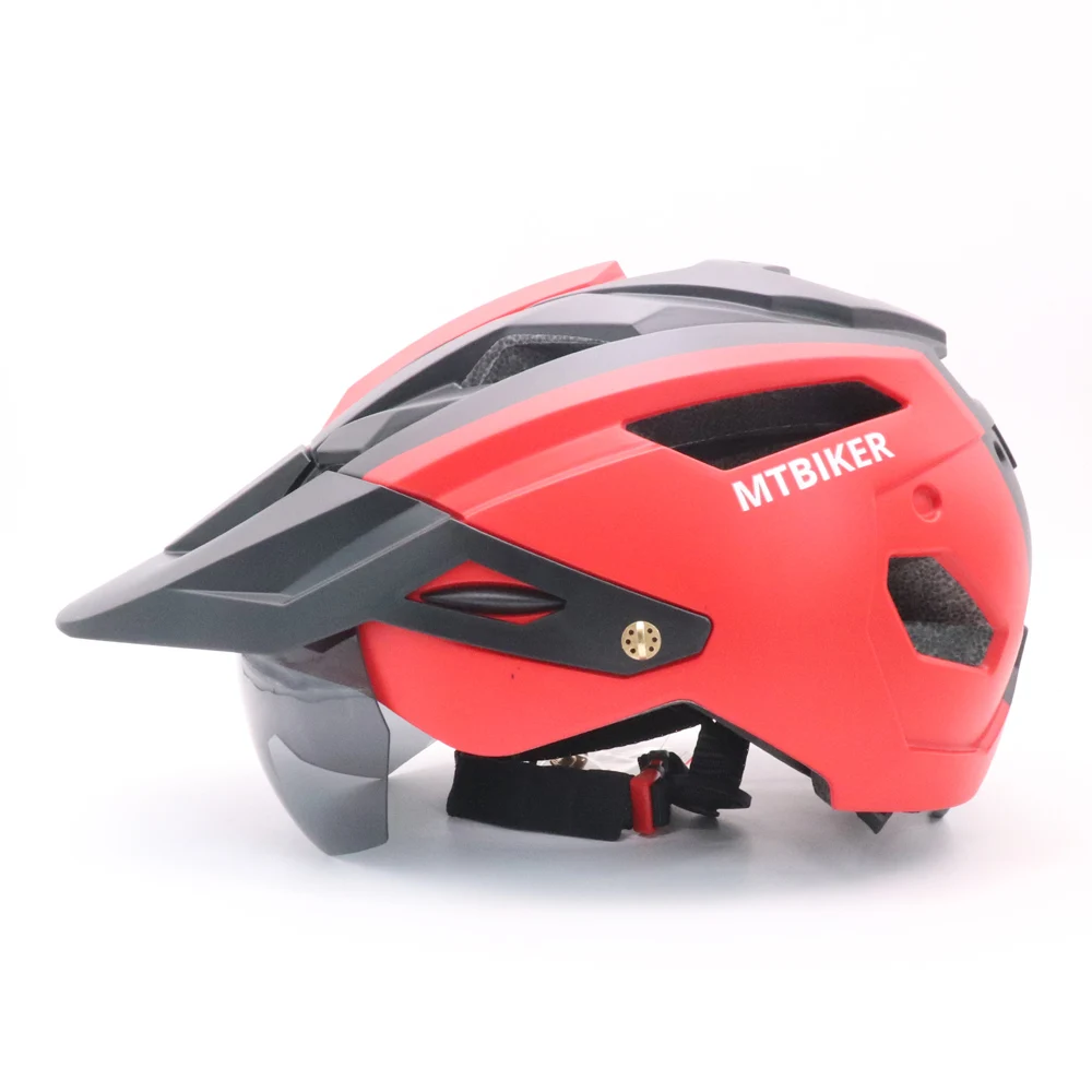 Bike Helmet With Sun Goggle Visor Men Bicycle Helmet Sunglasses Shield Road MTB Cycling Helmets