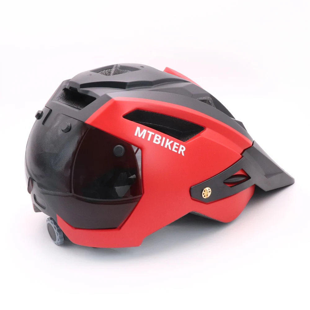 Bike Helmet With Sun Goggle Visor Men Bicycle Helmet Sunglasses Shield Road MTB Cycling Helmets