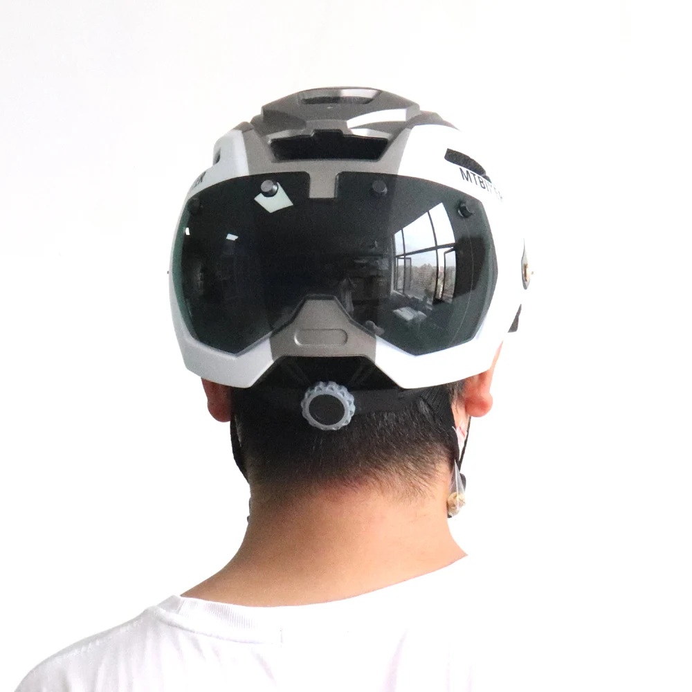 Bike Helmet With Sun Goggle Visor Men Bicycle Helmet Sunglasses Shield Road MTB Cycling Helmets