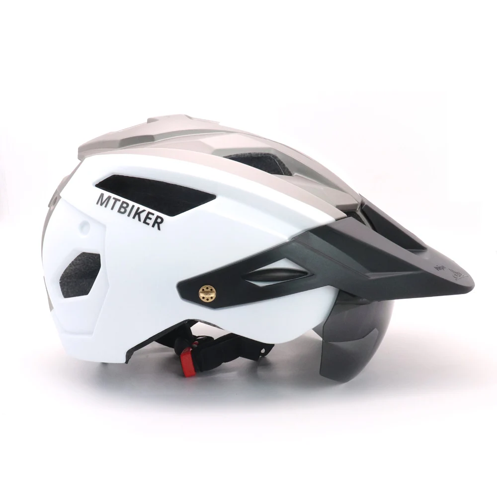 Bike Helmet With Sun Goggle Visor Men Bicycle Helmet Sunglasses Shield Road MTB Cycling Helmets
