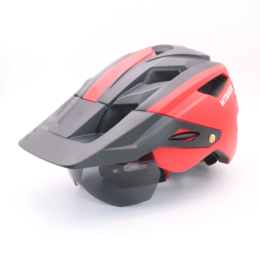 Bike Helmet With Sun Goggle Visor Men Bicycle Helmet Sunglasses Shield Road MTB Cycling Helmets