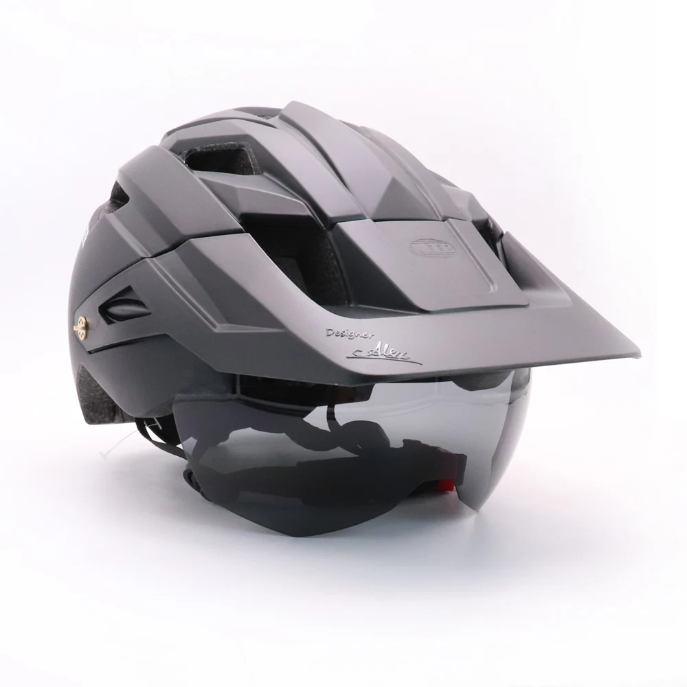 Bike Helmet With Sun Goggle Visor Men Bicycle Helmet Sunglasses Shield Road MTB Cycling Helmets