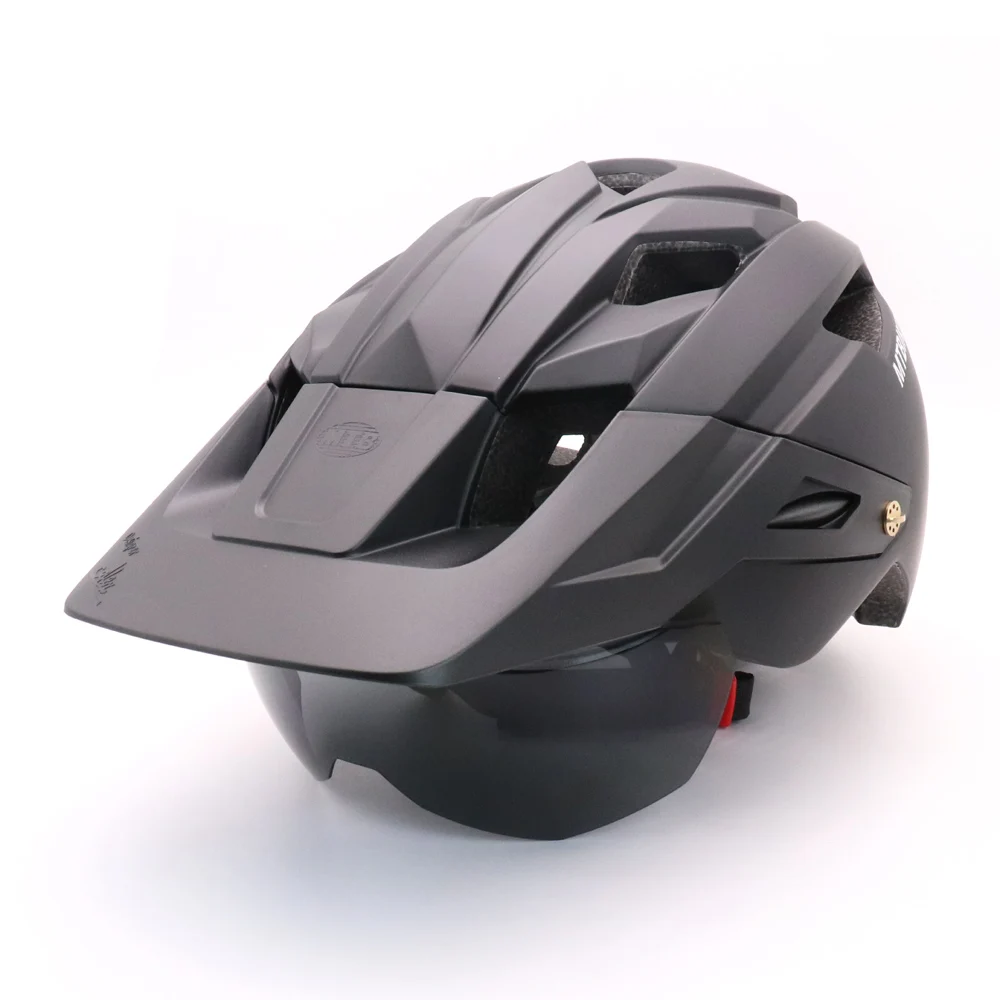 Bike Helmet With Sun Goggle Visor Men Bicycle Helmet Sunglasses Shield Road MTB Cycling Helmets