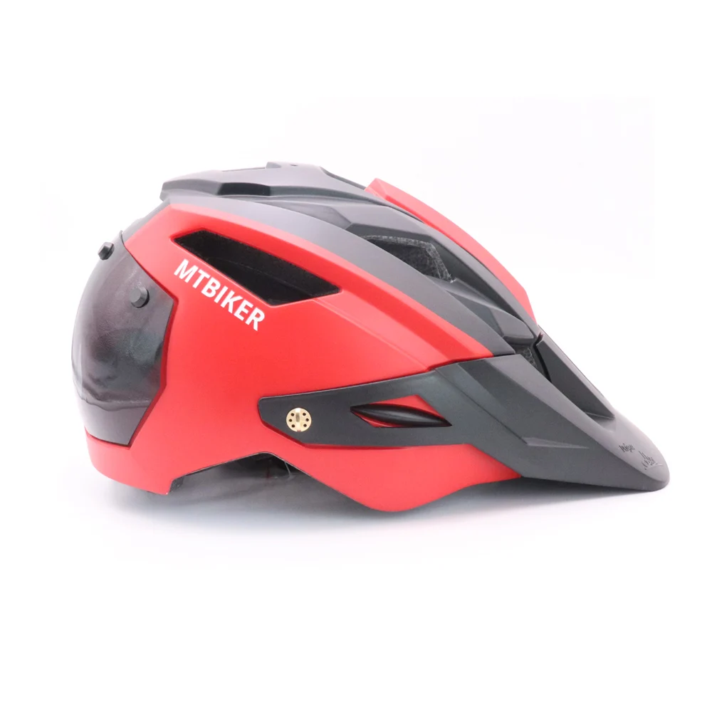 Bike Helmet With Sun Goggle Visor Men Bicycle Helmet Sunglasses Shield Road MTB Cycling Helmets