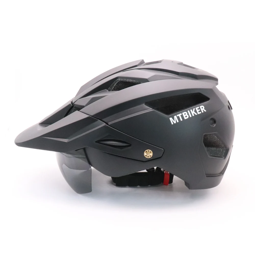 Bike Helmet With Sun Goggle Visor Men Bicycle Helmet Sunglasses Shield Road MTB Cycling Helmets