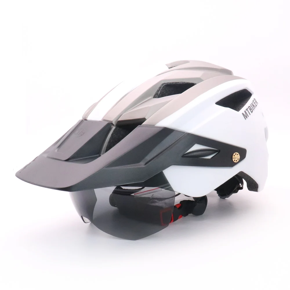 Bike Helmet With Sun Goggle Visor Men Bicycle Helmet Sunglasses Shield Road MTB Cycling Helmets