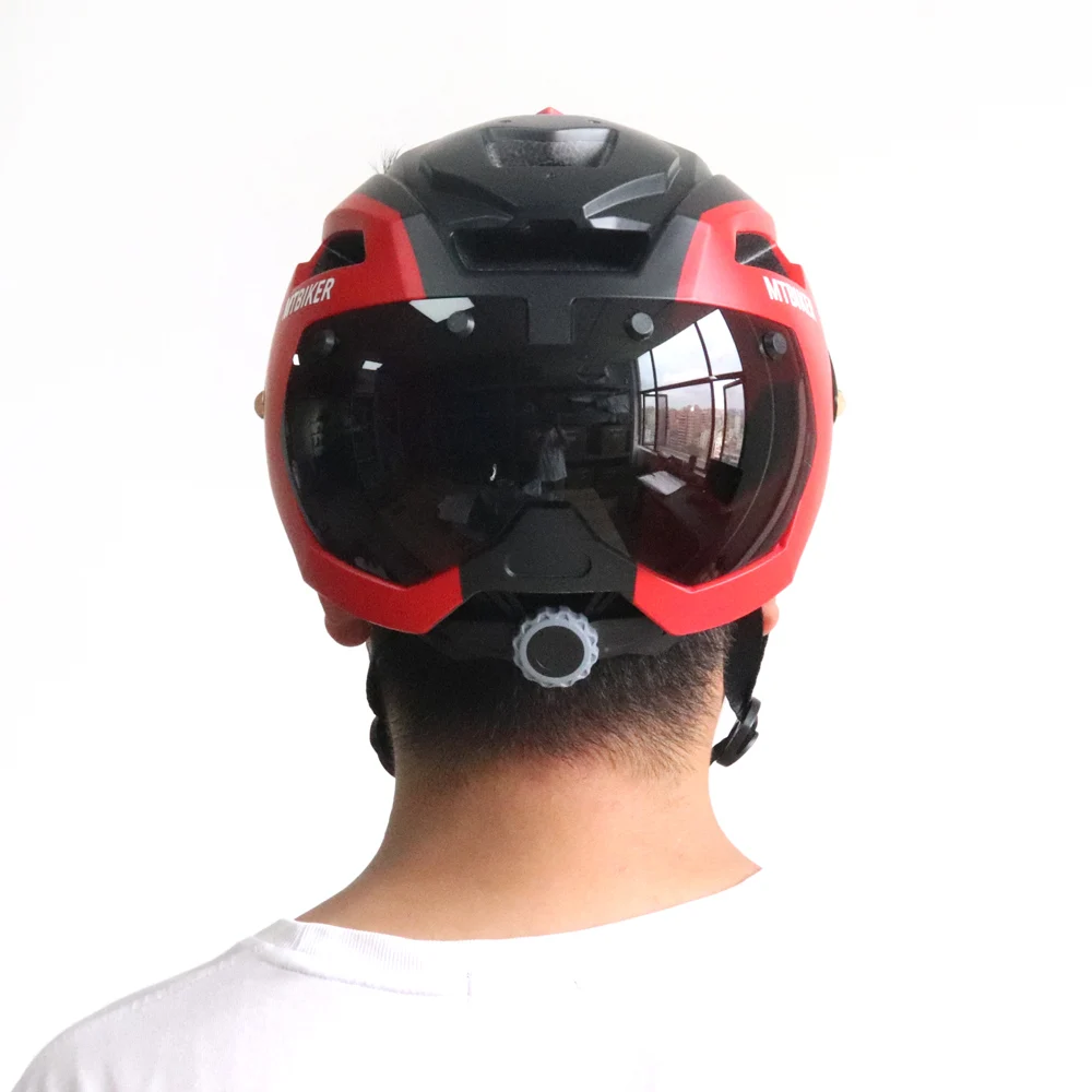 Bike Helmet With Sun Goggle Visor Men Bicycle Helmet Sunglasses Shield Road MTB Cycling Helmets